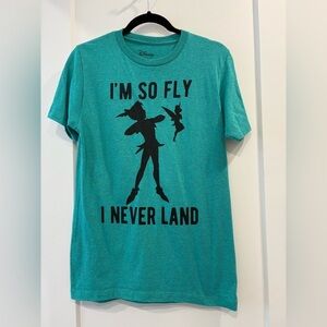 Teal Disney Peter Pan "I'm So Fly I Never Land" T-Shirt - Size Small
